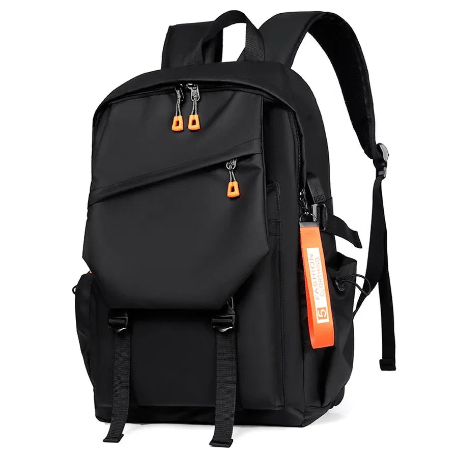 HKM-035091 Large Capacity 17 Inch Polyester Backpack for College and Travel, Ideal School Bag for Men