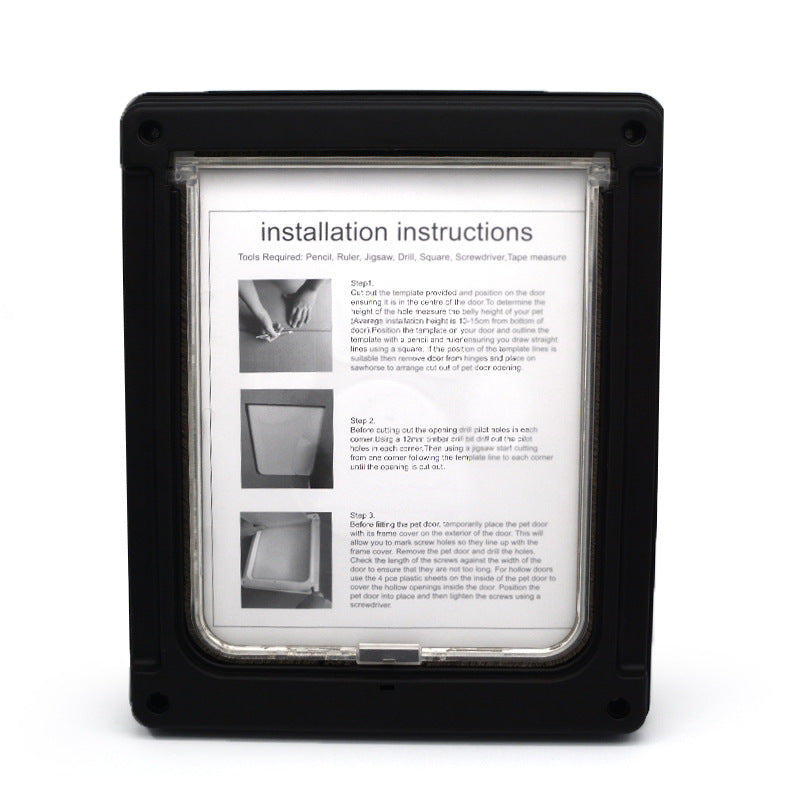 HKM-0351549 Plastic Pet Door with Flap – White, Brown, Black – Small & Large Sizes Available