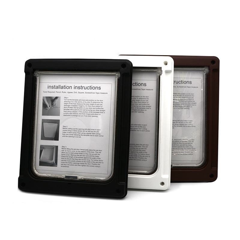 HKM-0351549 Plastic Pet Door with Flap – White, Brown, Black – Small & Large Sizes Available