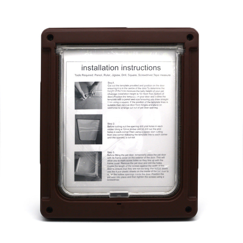 HKM-0351549 Plastic Pet Door with Flap – White, Brown, Black – Small & Large Sizes Available