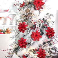 HKM-035155 Double-Layer Christmas Flower Garland in Gold, Red, Silver - 14cm Plastic Decoration