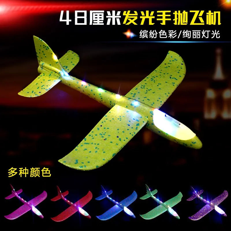 HKM-035155 EVA Foam Glider with LED Lights - Hand Launch Outdoor Flying Toy