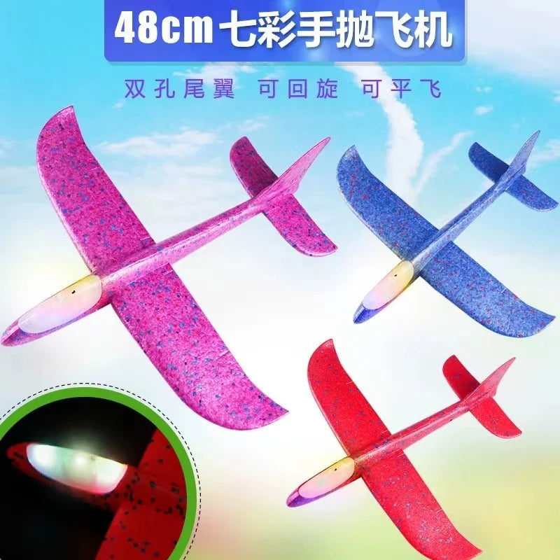 HKM-035155 EVA Foam Glider with LED Lights - Hand Launch Outdoor Flying Toy