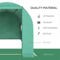 HKM-0353597 Outsunny Walk-In Tunnel Hoop Greenhouse 15' x 7' x 6.5' with PE Cover, Steel Frame, Zipper Door & Roll-Up Windows for Plants and Vegetables