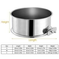 HKM-0353725 Detachable Stainless Steel Dog Bowl with Clamp for Pet Cages, Multiple Sizes Available