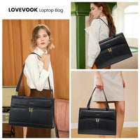 HKM-035411 Fashion Leather Laptop Bag Briefcase Set for Women, 15.6 Inch Work Tote and Handbag