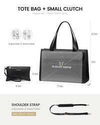HKM-035411 Fashion Leather Laptop Bag Briefcase Set for Women, 15.6 Inch Work Tote and Handbag