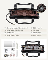 HKM-035411 Fashion Leather Laptop Bag Briefcase Set for Women, 15.6 Inch Work Tote and Handbag