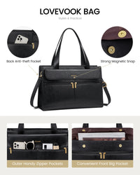 HKM-035411 Fashion Leather Laptop Bag Briefcase Set for Women, 15.6 Inch Work Tote and Handbag