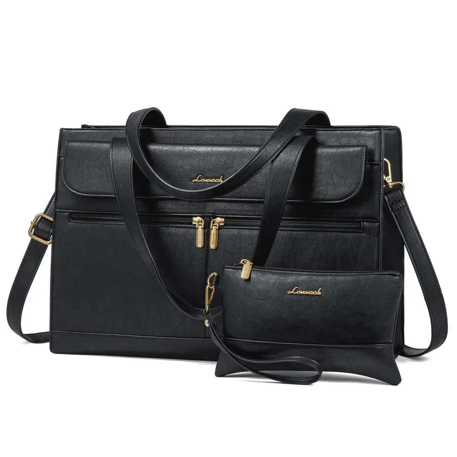 HKM-035411 Fashion Leather Laptop Bag Briefcase Set for Women, 15.6 Inch Work Tote and Handbag
