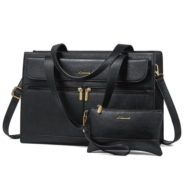 HKM-035411 Fashion Leather Laptop Bag Briefcase Set for Women, 15.6 Inch Work Tote and Handbag