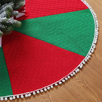 HKM-035475 48-Inch Christmas Tree Skirt with Red and Green Stitching, Knitted Non-Woven Fabric