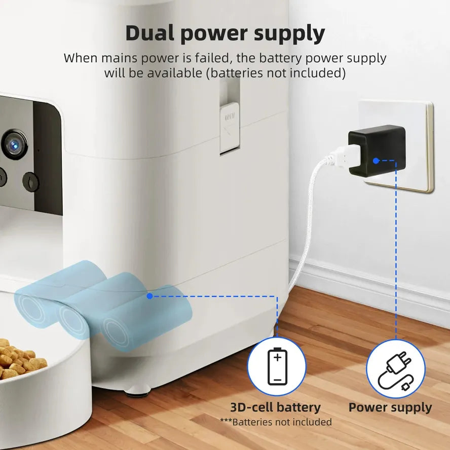 HKM-035475 Automatic 2L Dog and Cat Feeder with Video, WiFi Control and Timed Dispenser