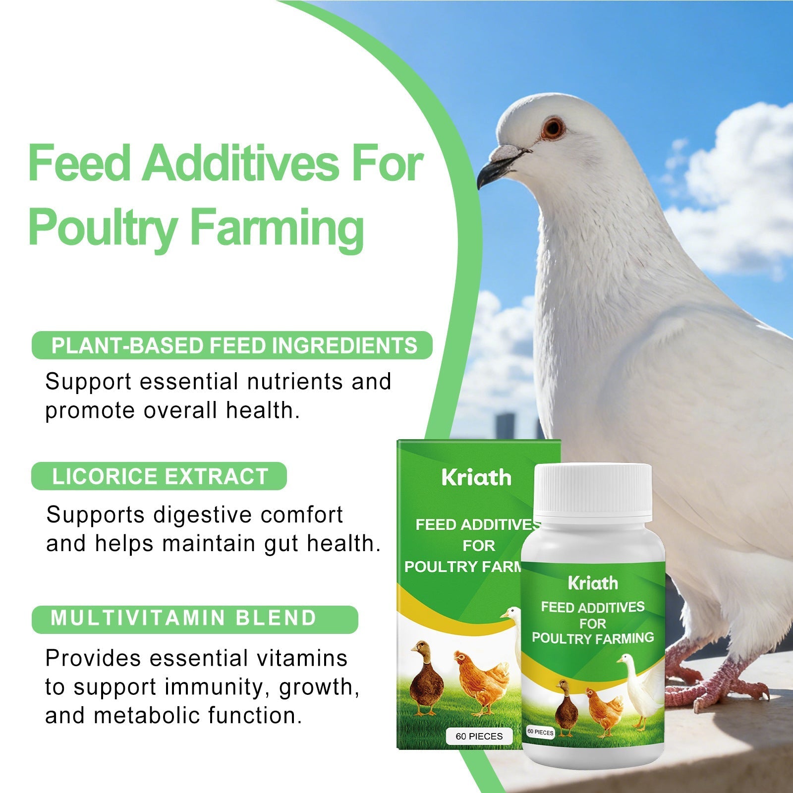 HKM-0355773 Nutritional Support Tablets for Poultry and Small Animals - 60 Count