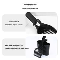 HKM-0355901 Cat Litter Scoop with Lengthened Handle and Storage Box - Black Plastic Design