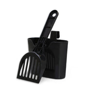 HKM-0355901 Cat Litter Scoop with Lengthened Handle and Storage Box - Black Plastic Design