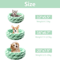 HKM-0357181 Cozy Cotton Knitted Round Cat Basket Bed - Soft Woven Pet Nest for Small Dogs and Cats
