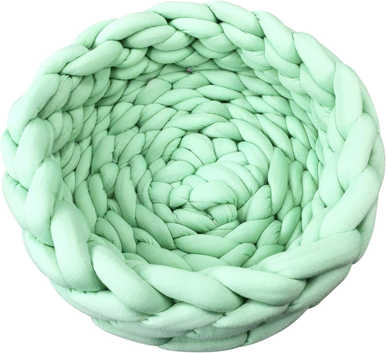 HKM-0357181 Cozy Cotton Knitted Round Cat Basket Bed - Soft Woven Pet Nest for Small Dogs and Cats