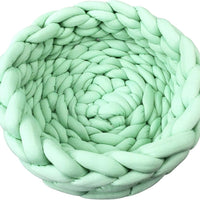 HKM-0357181 Cozy Cotton Knitted Round Cat Basket Bed - Soft Woven Pet Nest for Small Dogs and Cats