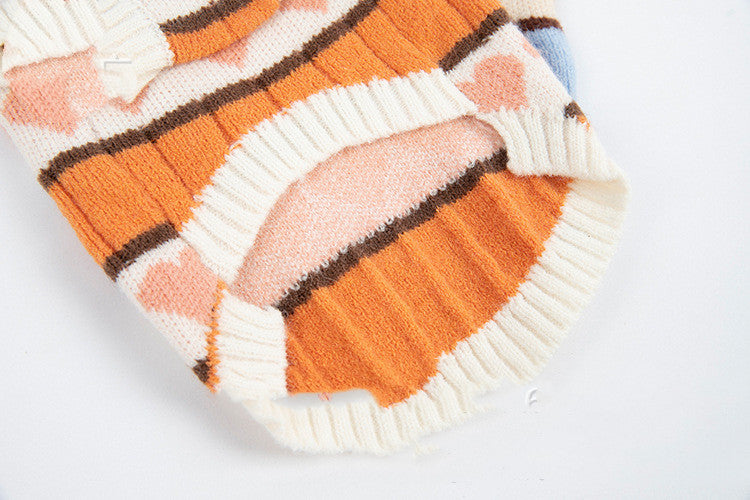 HKM-0358077 Cute Arctic Velvet Vest for Pets - Cozy Teddy Bear Design in Blue and Orange