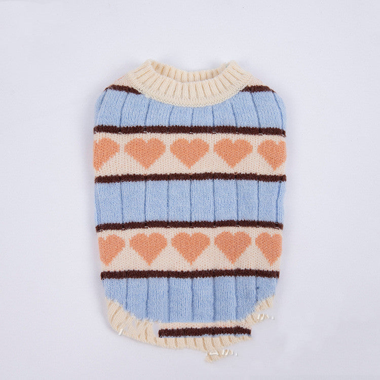 HKM-0358077 Cute Arctic Velvet Vest for Pets - Cozy Teddy Bear Design in Blue and Orange