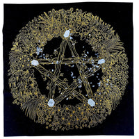 HKM-035859 Thick Velvet Tarot Tablecloth with Crystal Flower Design - 60cm x 60cm