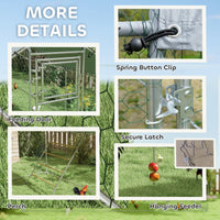 HKM-0359357 Spacious Metal Chicken Run with Waterproof Cover, Feeder, and Perches for 24-30 Chickens