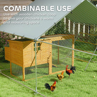 HKM-0359357 Spacious Metal Chicken Run with Waterproof Cover, Feeder, and Perches for 24-30 Chickens