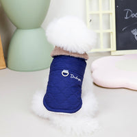 HKM-0360125 Warm Cotton Vest Coat for Small Dogs with Traction Buckle in Pink, Green, and Blue Options