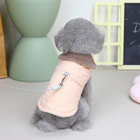 HKM-0360125 Warm Cotton Vest Coat for Small Dogs with Traction Buckle in Pink, Green, and Blue Options