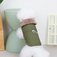 HKM-0360125 Warm Cotton Vest Coat for Small Dogs with Traction Buckle in Pink, Green, and Blue Options