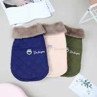 HKM-0360125 Warm Cotton Vest Coat for Small Dogs with Traction Buckle in Pink, Green, and Blue Options