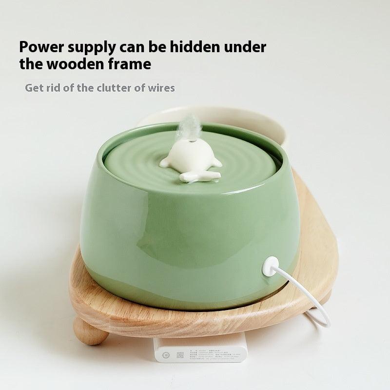 HKM-0361533 Ceramic Automatic Cat Water Dispenser with Circulating Filter and Pump - 1.3L Capacity