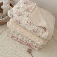 HKM-036179 Double Layer Pure Cotton Plush Blanket for Infants and Newborns - 90x130cm, Various Designs