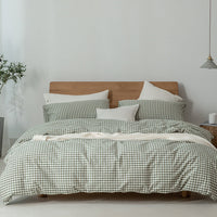 HKM-036179 Plaid Cotton Duvet Cover Set for Single and Double Beds - Modern Design