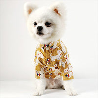 HKM-0362045 Cute Cotton Puppy Printed Shirt for Dogs ¨C Available in Blue, Khaki, and White