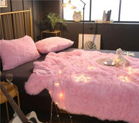 HKM-036243 Double-Layer Long Plush Blanket - Soft Polyester Fabric, Various Colors and Sizes Available