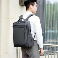 HKM-036243 High Capacity USB Charging Backpack for Travel - Black Design Suitable for Men