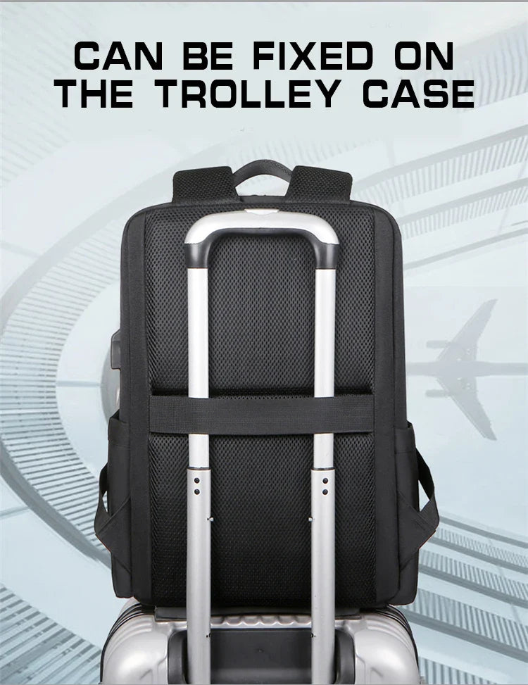 HKM-036243 High Capacity USB Charging Backpack for Travel - Black Design Suitable for Men