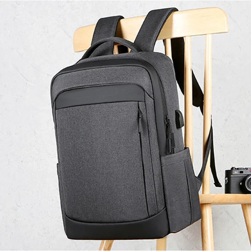 HKM-036243 High Capacity USB Charging Backpack for Travel - Black Design Suitable for Men