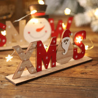 HKM-036307 Wooden Christmas Letter Ornaments - Festive Decor for Holiday Cheer