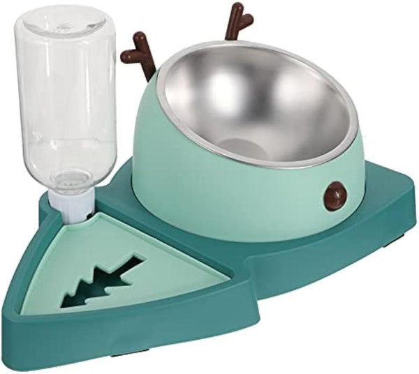HKM-036371 Automatic Slow Feeder Pet Bowl with Detachable Water Tray for Dogs and Cats