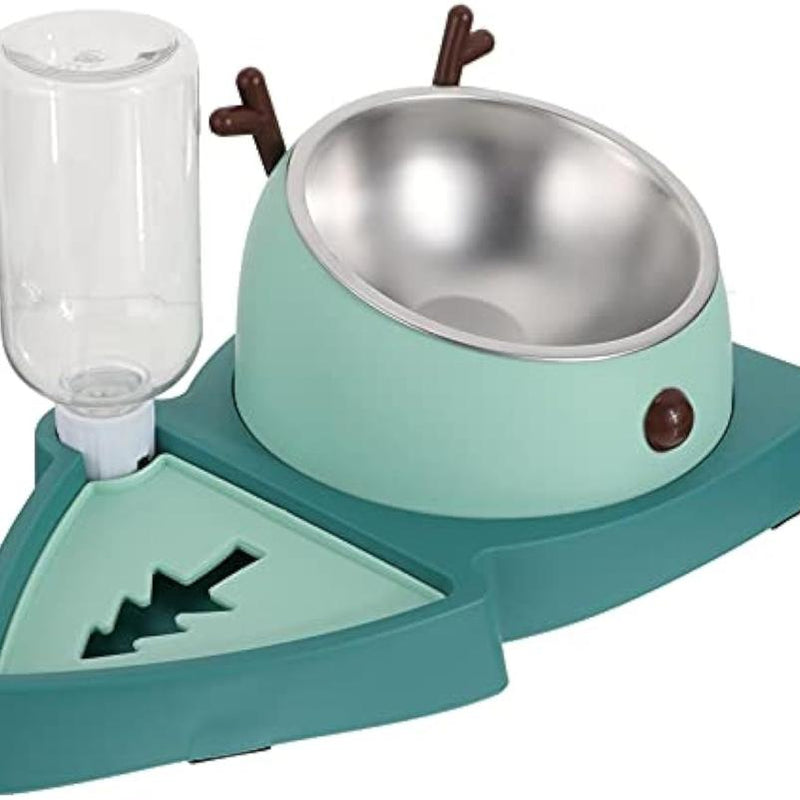 HKM-036371 Automatic Slow Feeder Pet Bowl with Detachable Water Tray for Dogs and Cats