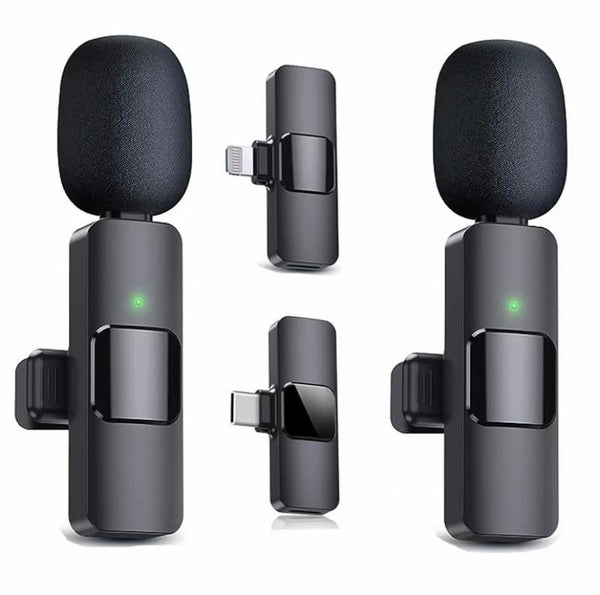 HKM-036371 Rechargeable Wireless Lavalier Microphone for iPhone 15/16 – Automatic Pairing, Omnidirectional Sound, 50ft Range for Vlogging and Streaming