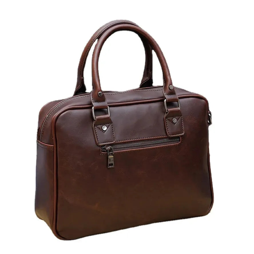 HKM-036435 Retro Crossbody Messenger Bag for Men – Waxed Canvas and Leather, Waterproof Design, Ideal for Business and Travel