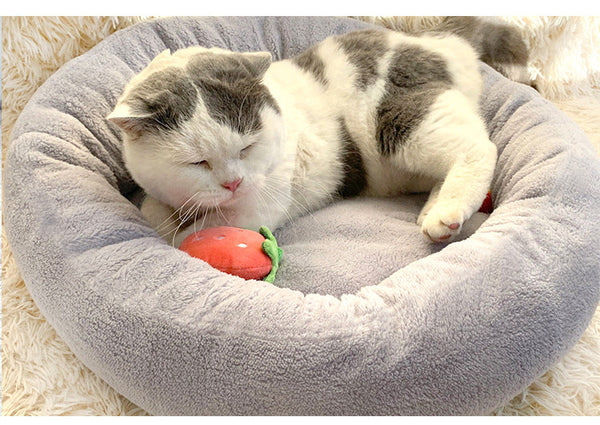 HKM-0365501 Cozy Round Egg Tart Cat Nest in Multiple Colors and Sizes for Autumn and Winter