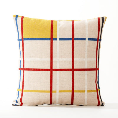 HKM-036563 Geometric Pattern Cushion Pillowcase in Thick Cotton and Linen for Office and Car, Size 45X45cm