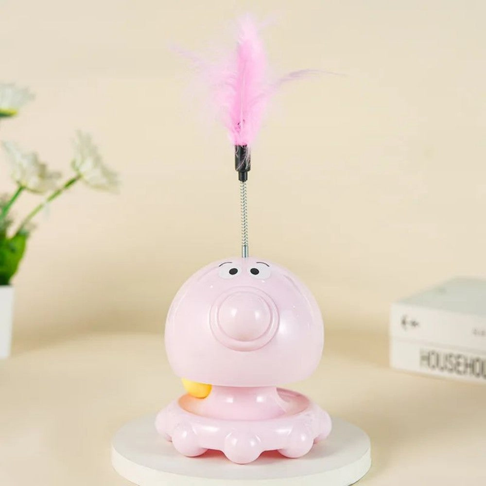 HKM-0366269 Interactive Cat Toy with Turntable Design and Food Dispenser功能