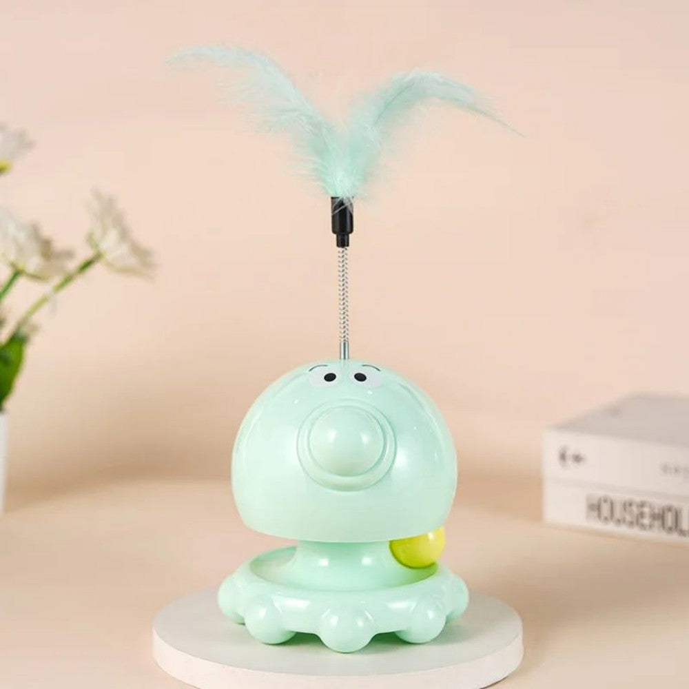 HKM-0366269 Interactive Cat Toy with Turntable Design and Food Dispenser功能