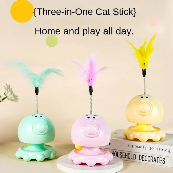HKM-0366269 Interactive Cat Toy with Turntable Design and Food Dispenser功能